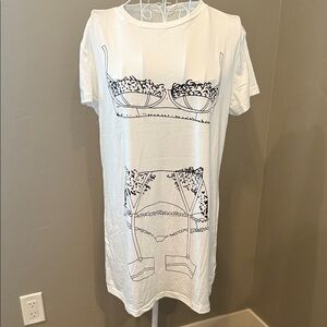 Floerns white Lingerie Print Sleep Shirt